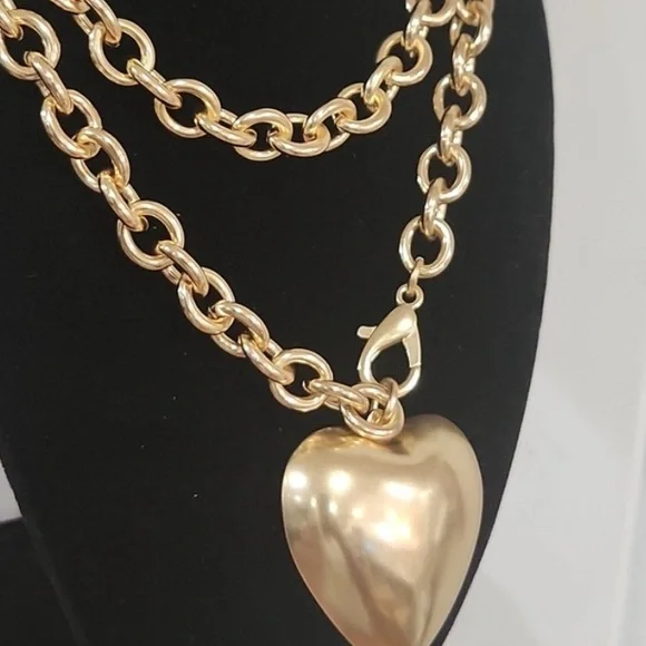 NWT ⚜️💛⚜️ Piper K Gorgeous Golden Tone Heart Pendant Convertible Necklace - Picture 8 of 15